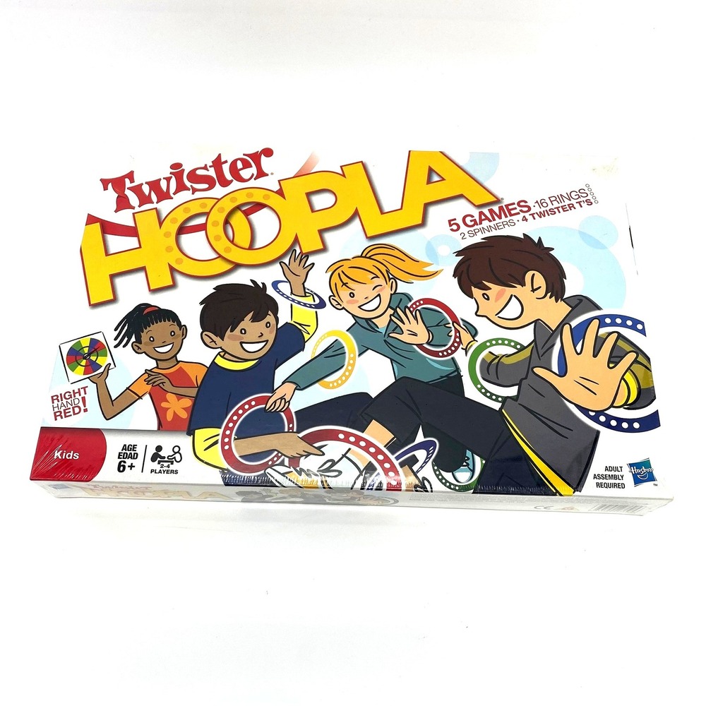 Twister Hoopla Game 5 Games 16 Rings 2 Spinners 4 Twister Ts  Ages 6+ Hasbro NEW